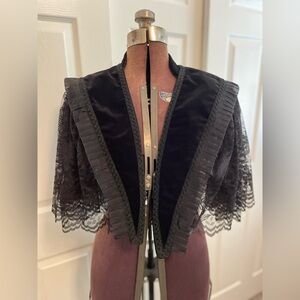 Black Velvet Lace Trimmed Cape ~ Victorian Style